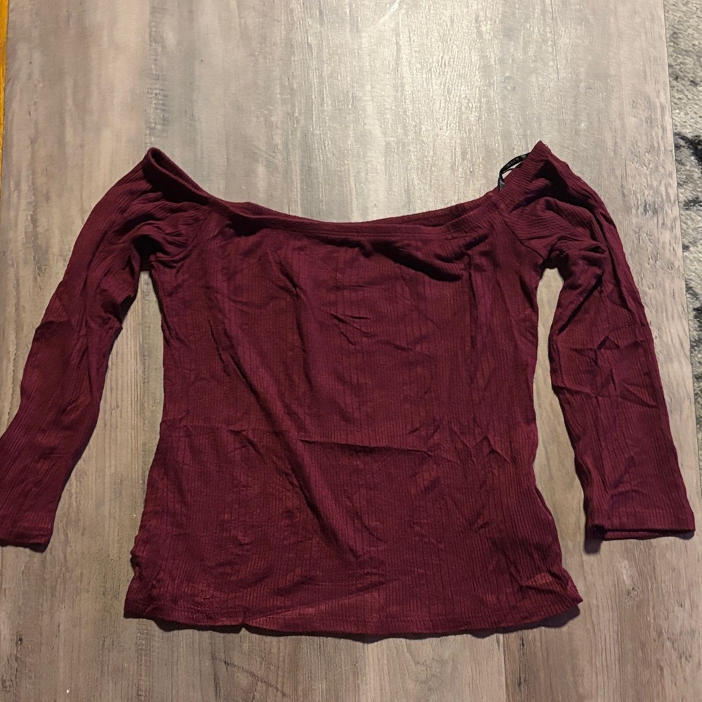Forever 21 Burgundy Off-Shoulder Crop Top